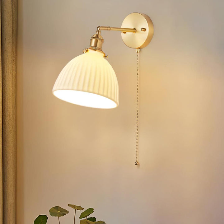 Brass Pleated Ceramic Wall light fixture Wall Lamp | Kalsten