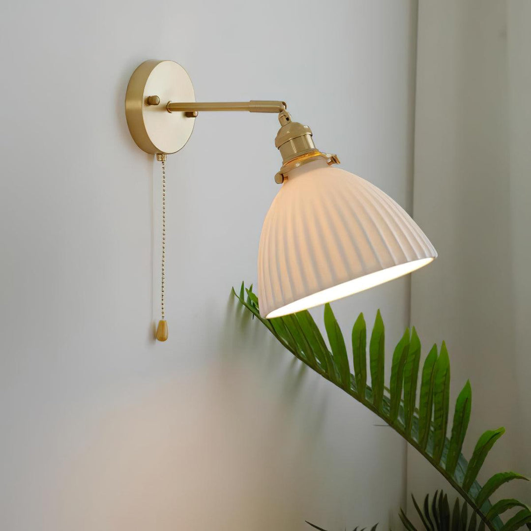 Brass Pleated Ceramic Wall light fixture Wall Lamp | Kalsten