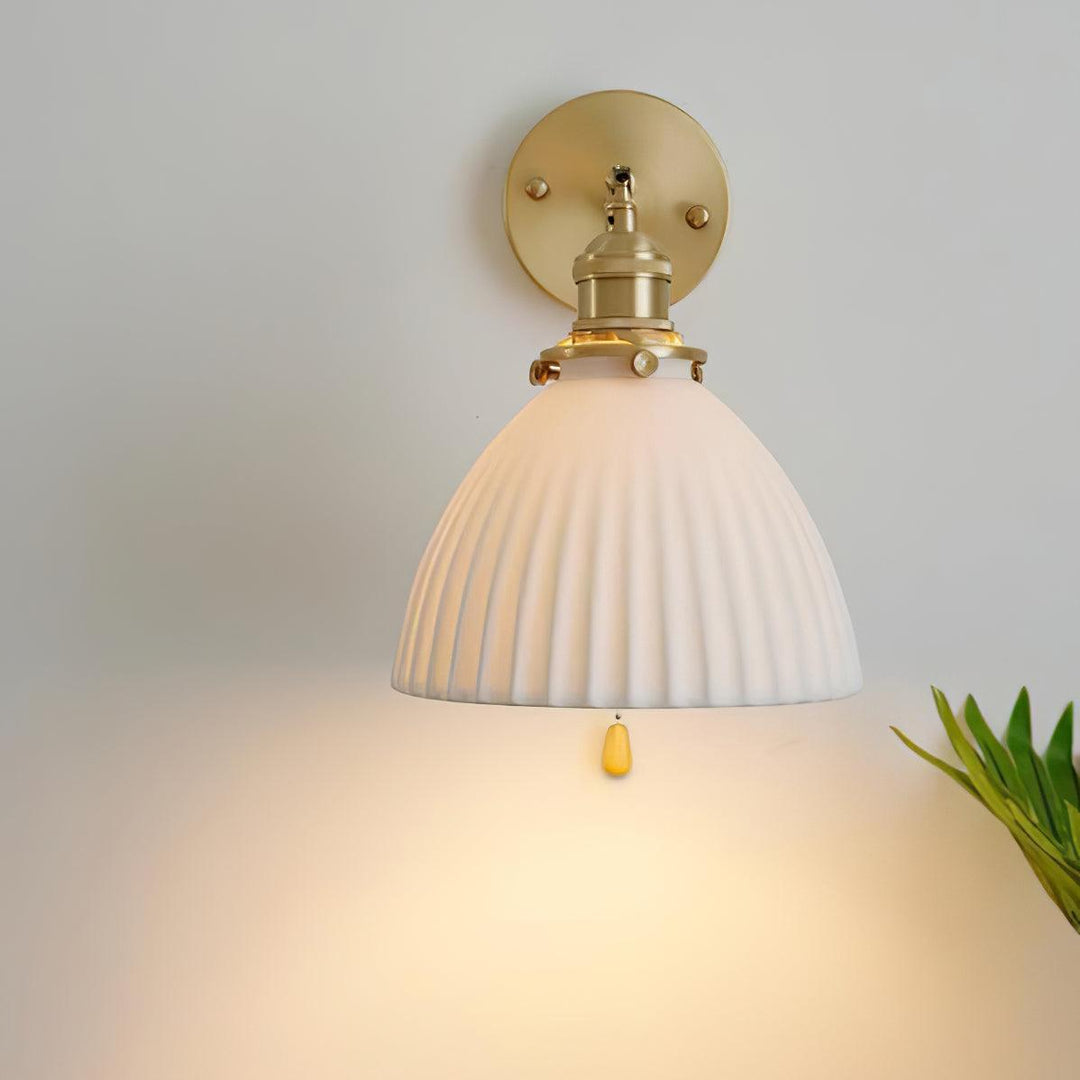 Brass Pleated Ceramic Wall light fixture Wall Lamp | Kalsten