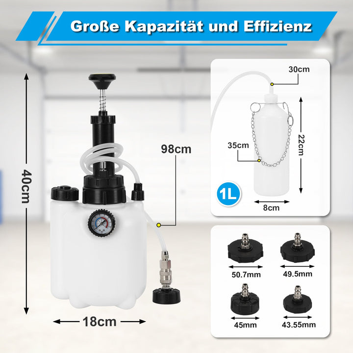 3L brake fluid brake bleeding device with 1L suction container | Kalsten