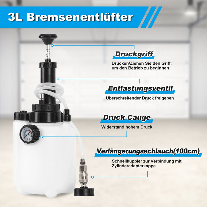 3L brake fluid brake bleeding device with 1L suction container | Kalsten