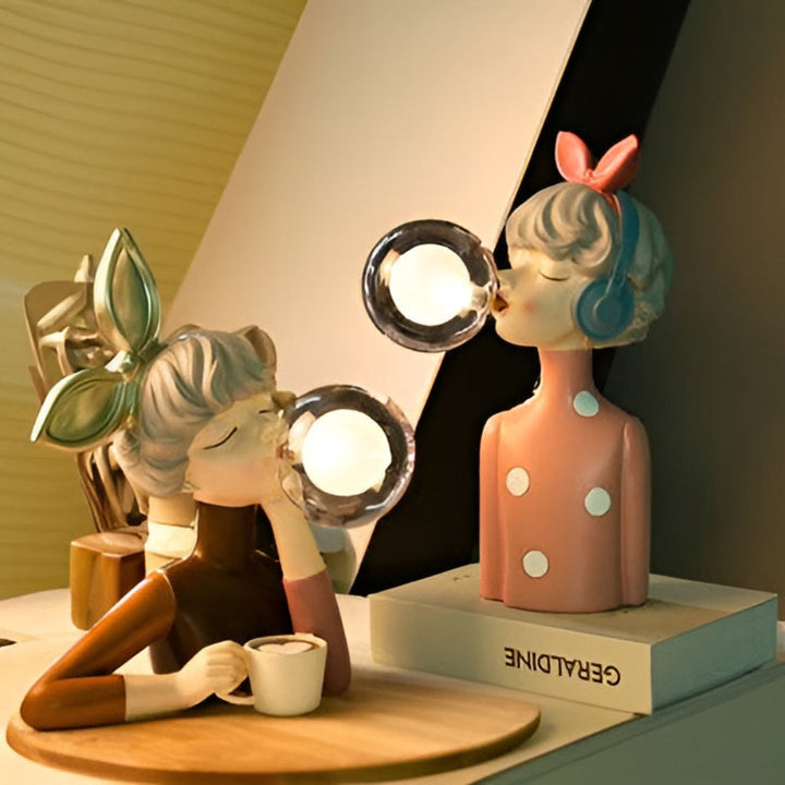 BubbleFairies Table Lamp – Enchanting Quartet Cartoon Girl Figurine Light | Kalsten
