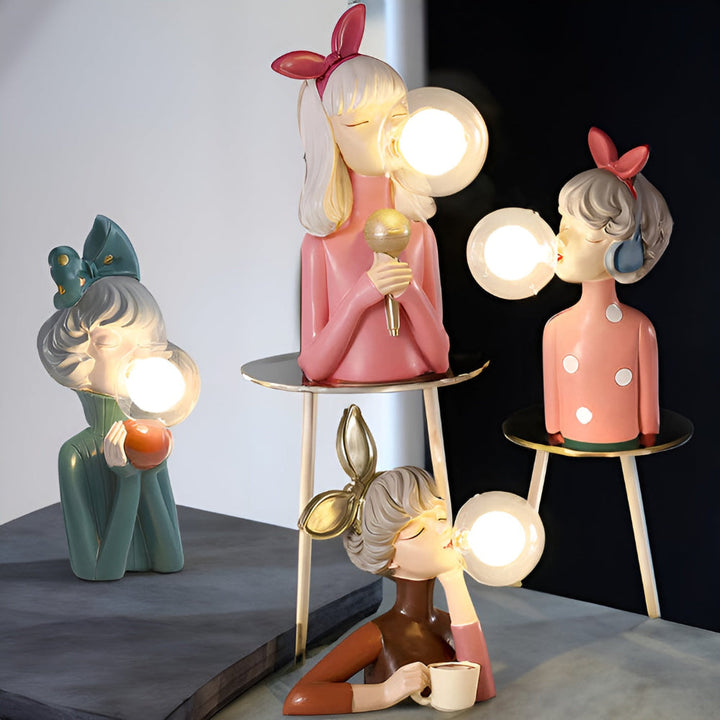 BubbleFairies Table Lamp – Enchanting Quartet Cartoon Girl Figurine Light | Kalsten