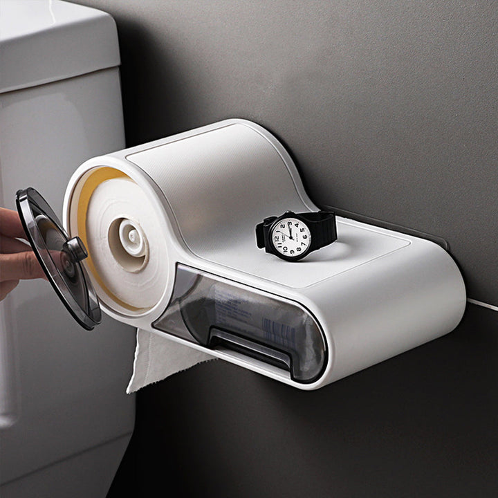 DroogHoud Self-Adhesive Toilet Paper Holder – Waterproof Wall Solution with Extra Storage Space | Kalsten