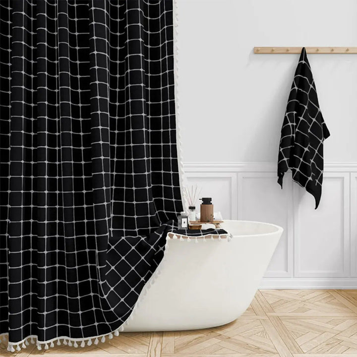 Kalsten | Boho-Linen Shower Curtain with Tassels