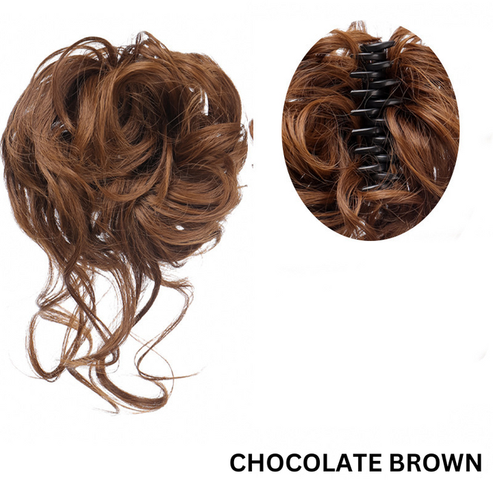 Messy Bun Hair Wavy Curly with Claw Clip Super Natural Look Kalsten