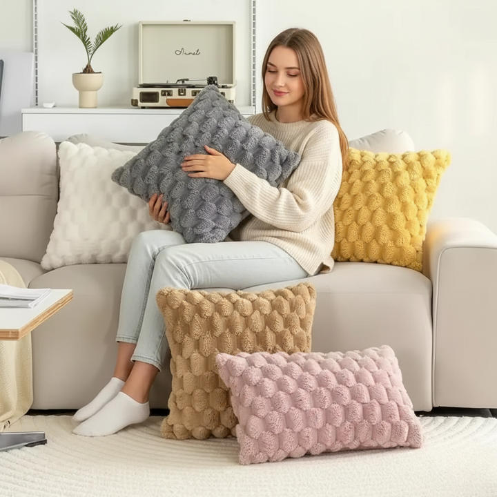 Kalsten | Cushion cover made of cotton blend with fluffy 3D feel