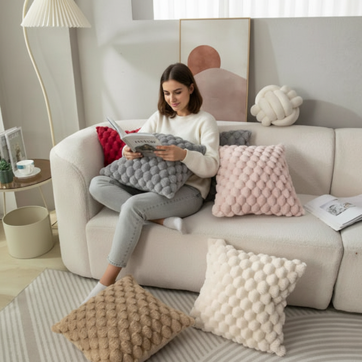 Kalsten | Cushion cover made of cotton blend with fluffy 3D feel