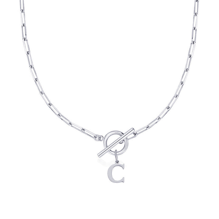 Kalsten | Paperclip Letter Initial Circle Lock Clasp Necklace