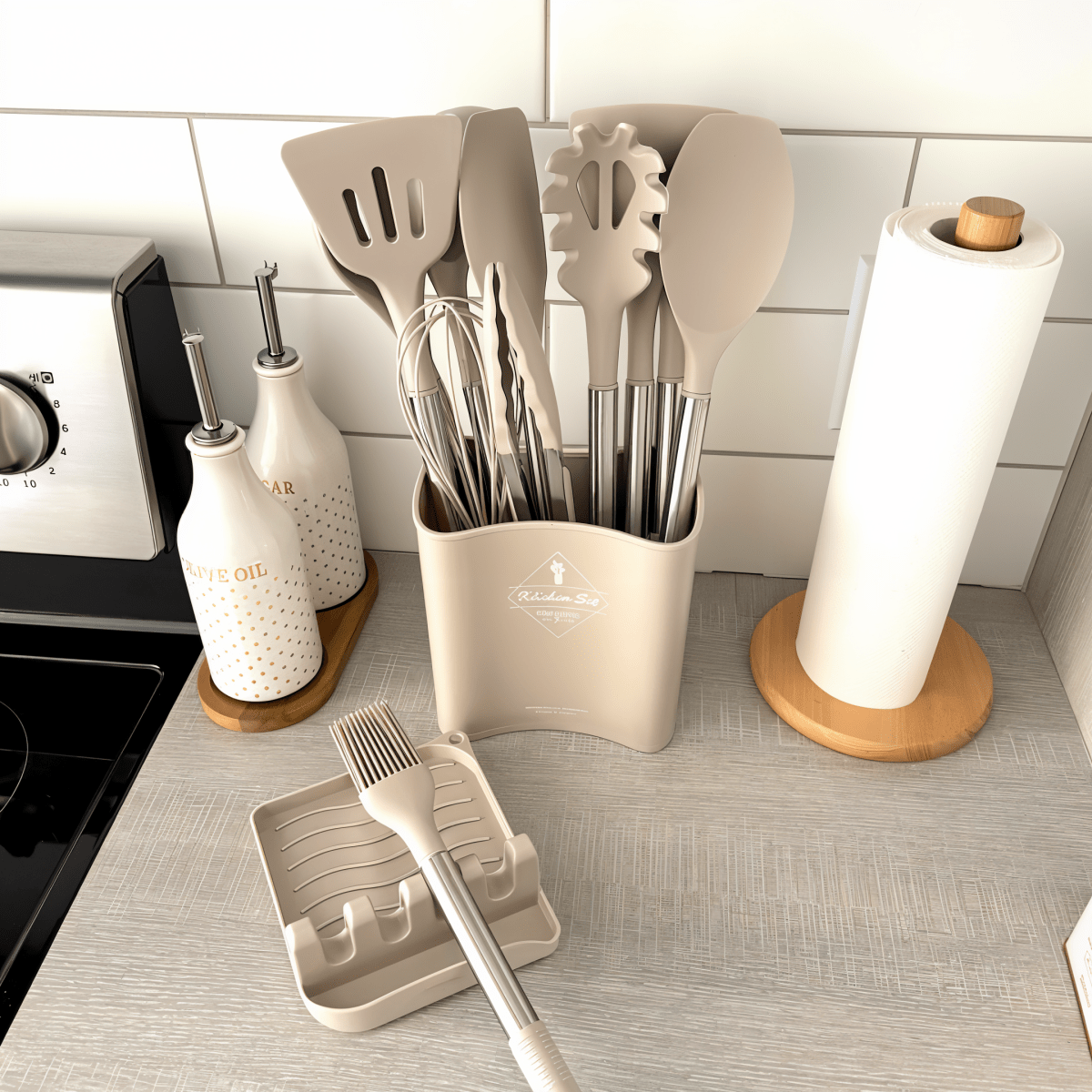 BowLift | 12-piece silicone kitchen utensils set with stainless steel handles