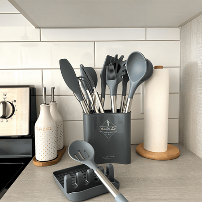 BowLift | 12-piece silicone kitchen utensils set with stainless steel handles