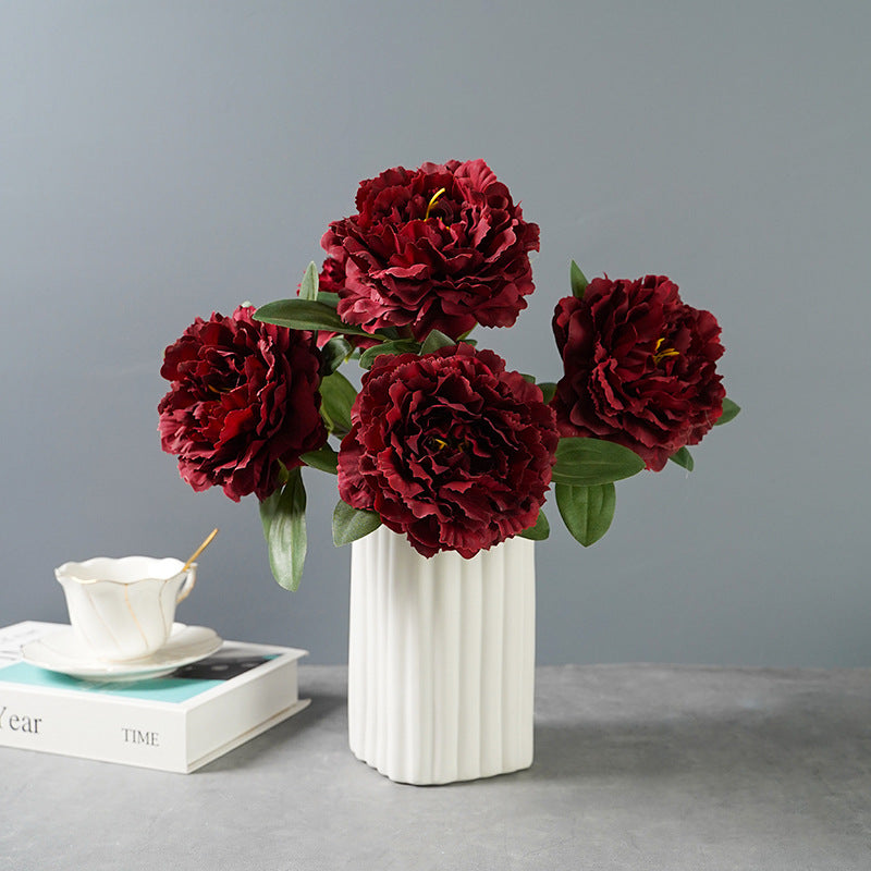 Artificial 5 large head peony flowers | Kalsten