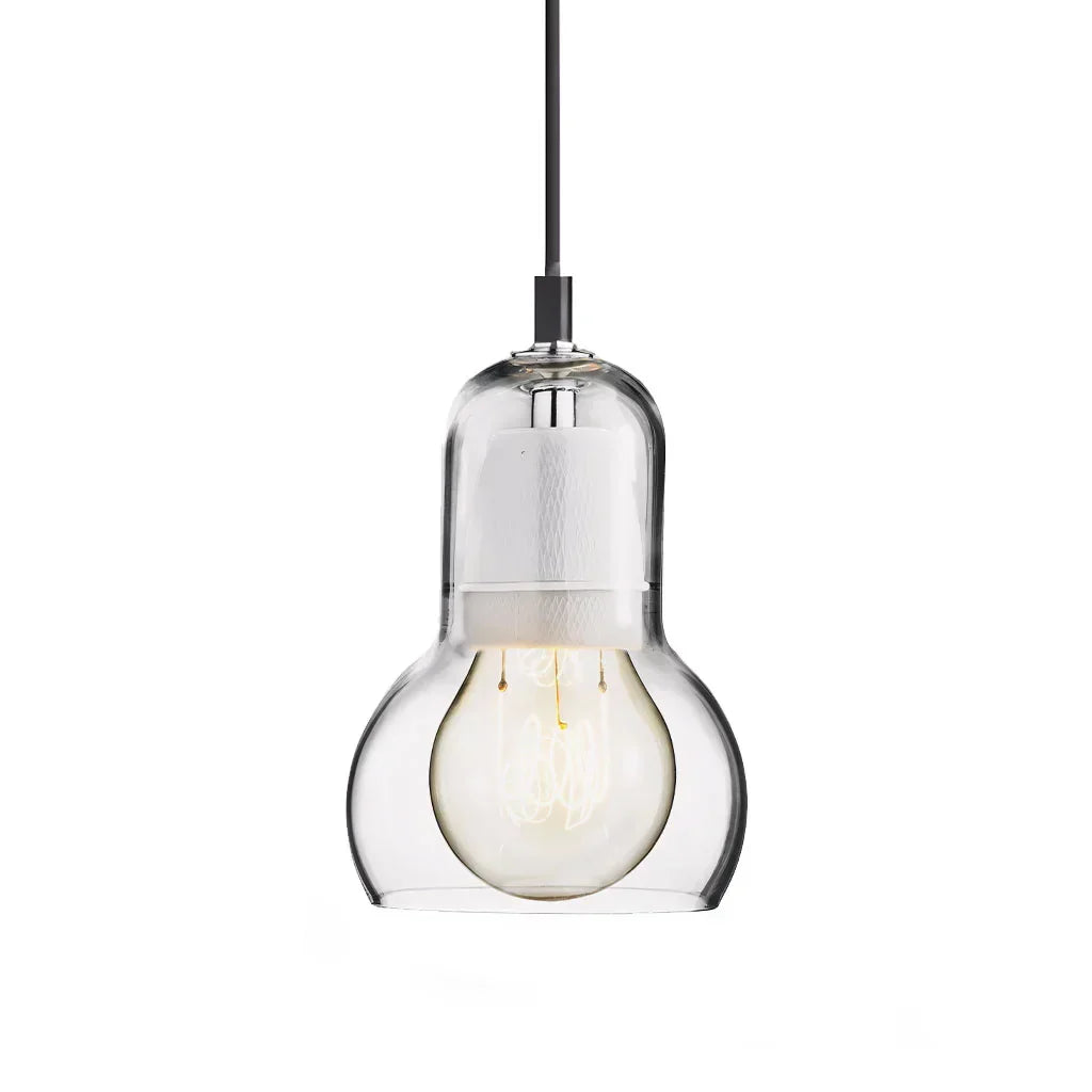 Pendant Light Glass 8 in Clear Warm Glow Living Room Bedroom Dining Room Hanging Lamp | Kalsten
