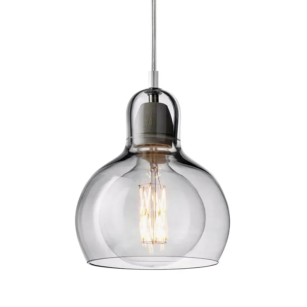 Pendant Light Glass 8 in Clear Warm Glow Living Room Bedroom Dining Room Hanging Lamp | Kalsten