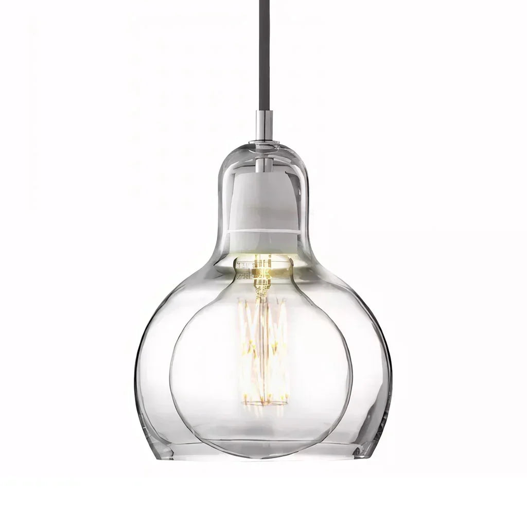 Pendant Light Glass 8 in Clear Warm Glow Living Room Bedroom Dining Room Hanging Lamp | Kalsten