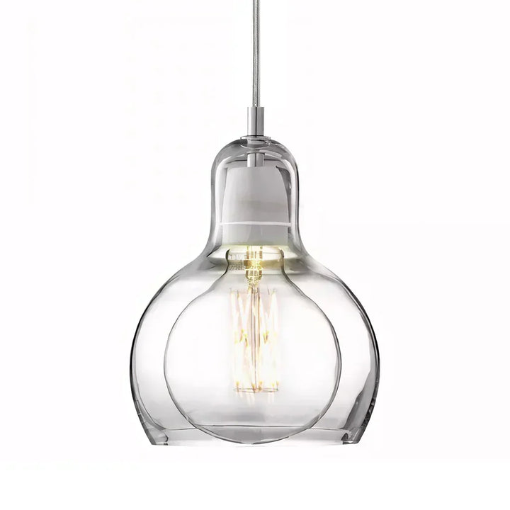 Pendant Light Glass 8 in Clear Warm Glow Living Room Bedroom Dining Room Hanging Lamp | Kalsten