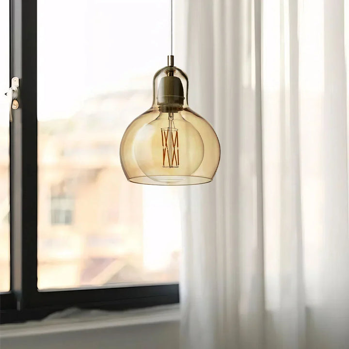 Pendant Light Glass 8 in Clear Warm Glow Living Room Bedroom Dining Room Hanging Lamp | Kalsten