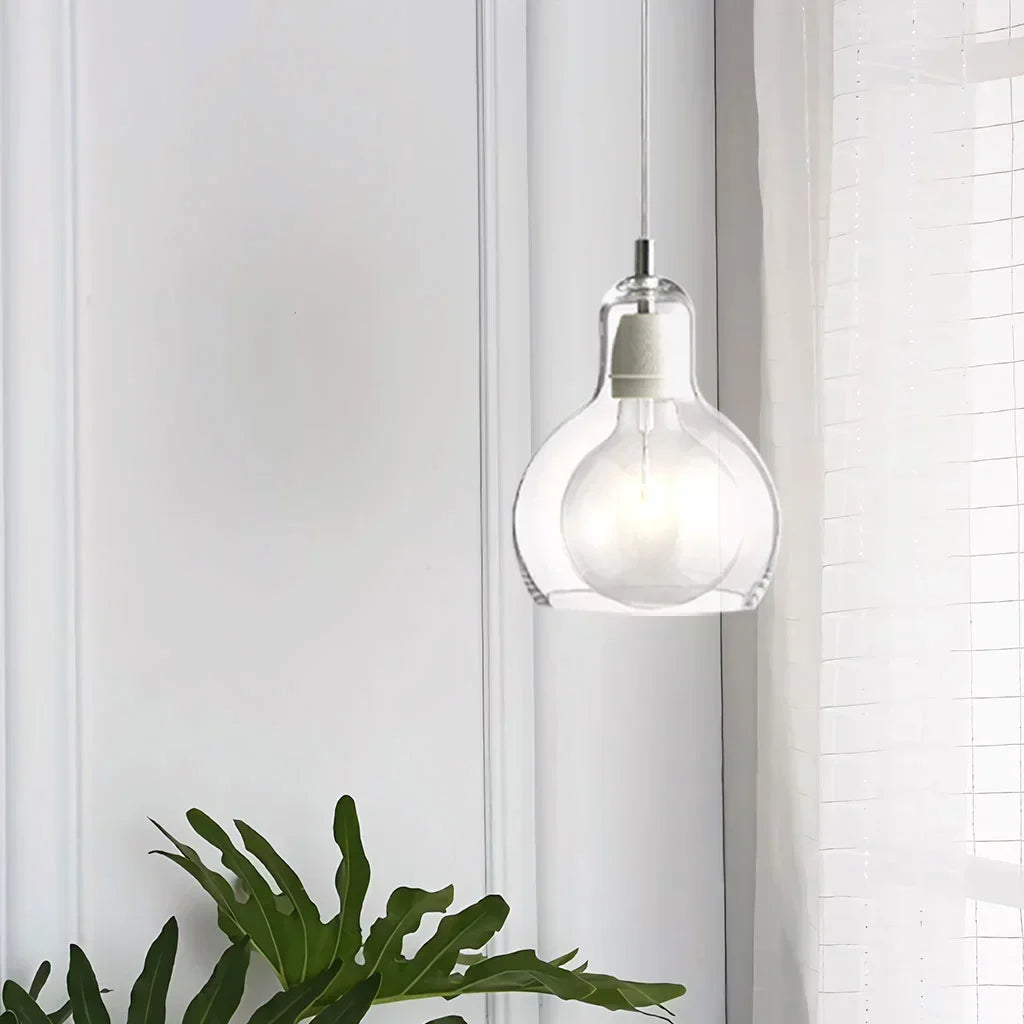 Pendant Light Glass 8 in Clear Warm Glow Living Room Bedroom Dining Room Hanging Lamp | Kalsten