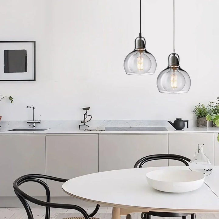 Pendant Light Glass 8 in Clear Warm Glow Living Room Bedroom Dining Room Hanging Lamp | Kalsten
