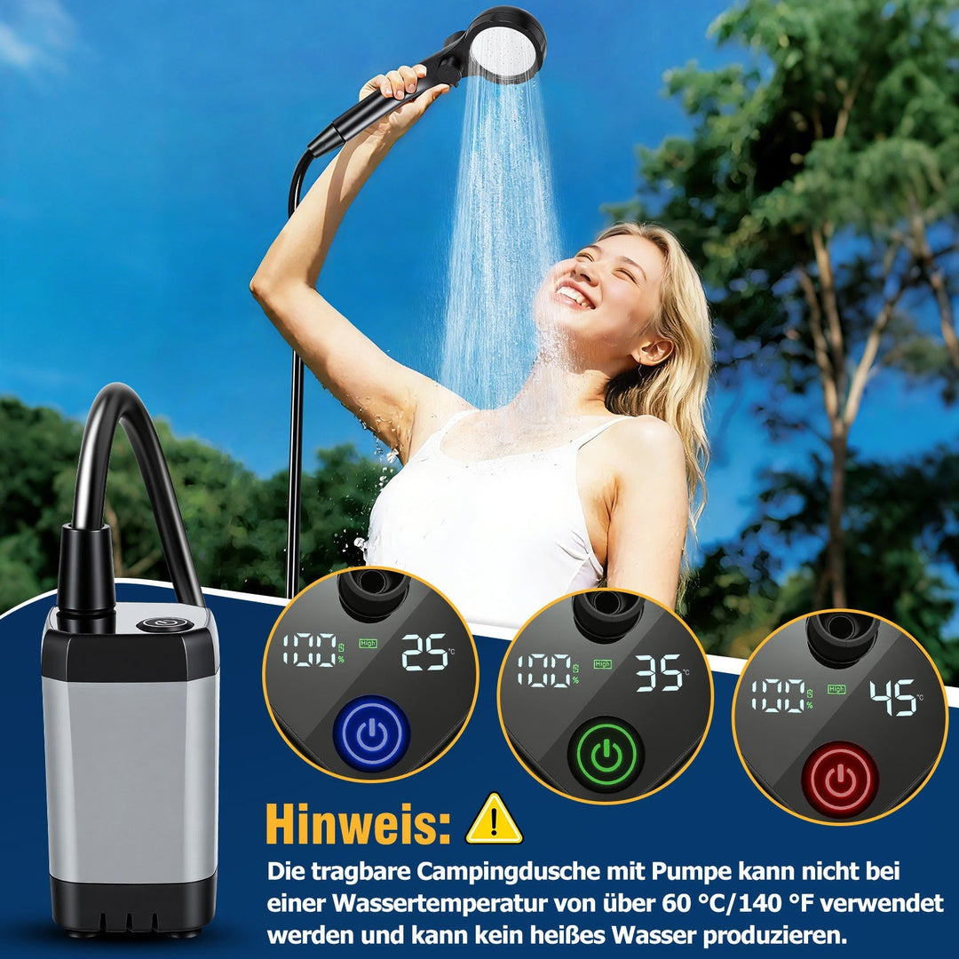 Portable Camping Shower Battery Outdoor Shower with 20L Folding Bucket | Kalsten