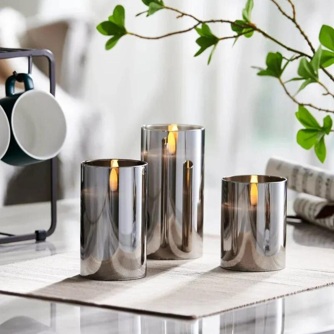 Flameless LED Candles in Glass – Set Kalsten