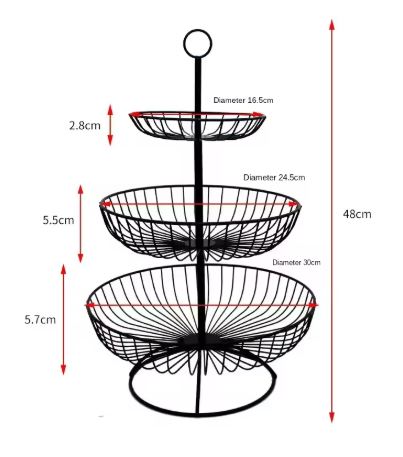 Kalsten | Luxury 3-Tier Vegetable and Fruit Rack in Gold and Black