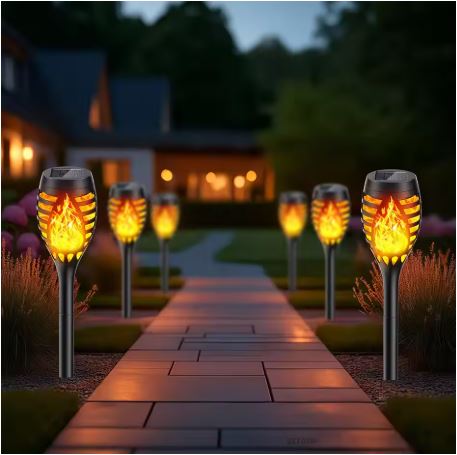 Solar-powered garden torch with flame effect - LED flashlight for outdoor use, weatherproof and energy-saving | Kalsten