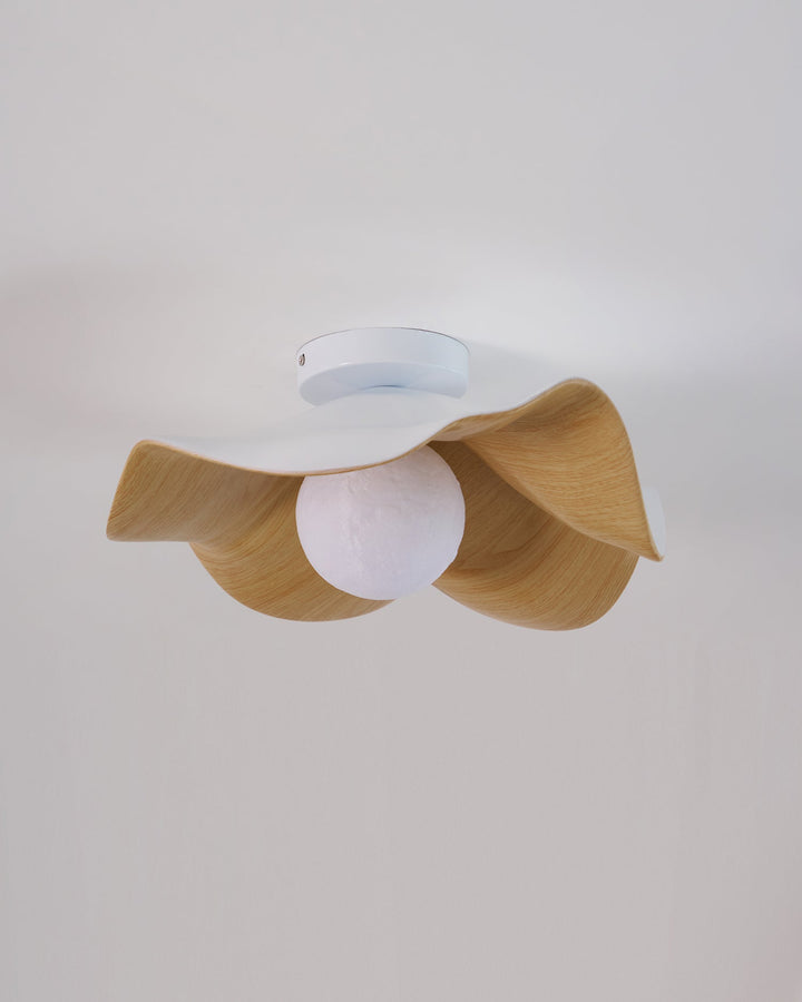 Ceiling Light Resin Wood Grain 11 in Flush Mount Bathroom Hallway Wall Fixture Modern Minimalist | Kalsten