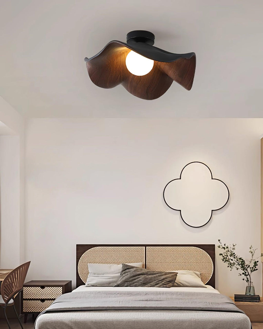 Ceiling Light Resin Wood Grain 11 in Flush Mount Bathroom Hallway Wall Fixture Modern Minimalist | Kalsten