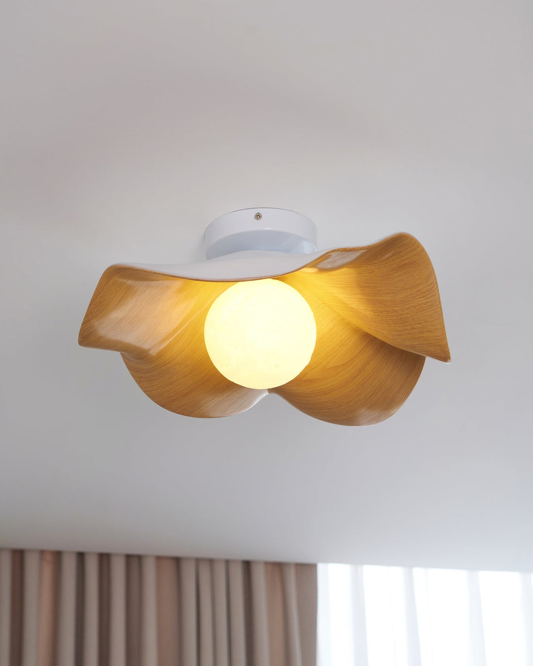 Ceiling Light Resin Wood Grain 11 in Flush Mount Bathroom Hallway Wall Fixture Modern Minimalist | Kalsten