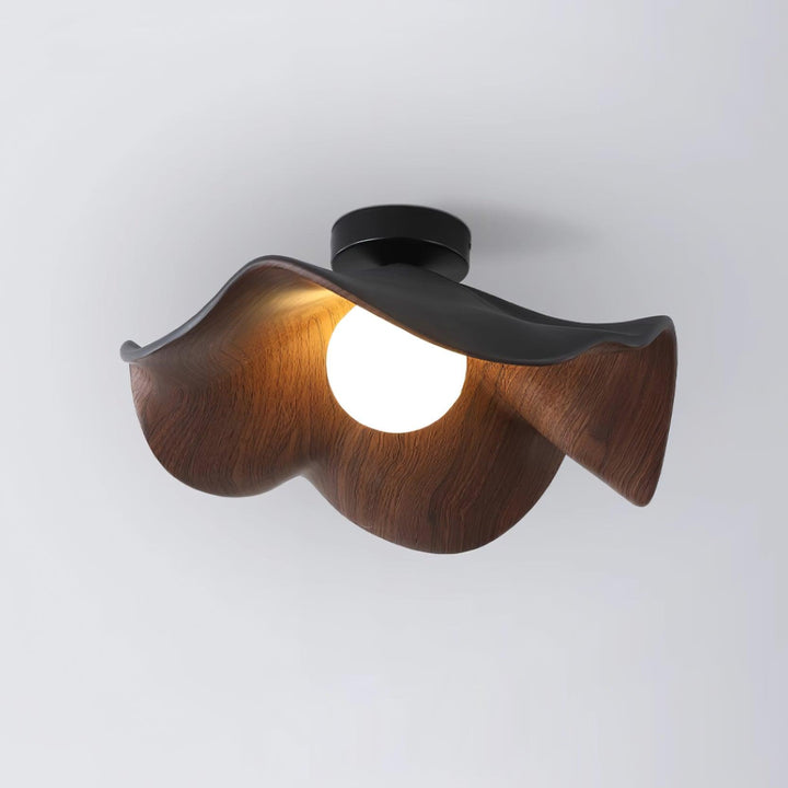 Ceiling Light Resin Wood Grain 11 in Flush Mount Bathroom Hallway Wall Fixture Modern Minimalist | Kalsten