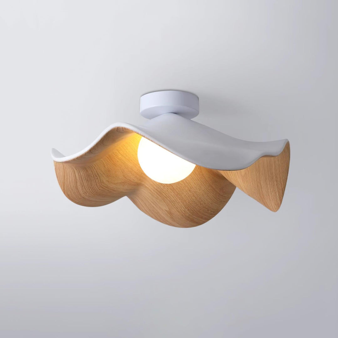 Ceiling Light Resin Wood Grain 11 in Flush Mount Bathroom Hallway Wall Fixture Modern Minimalist | Kalsten