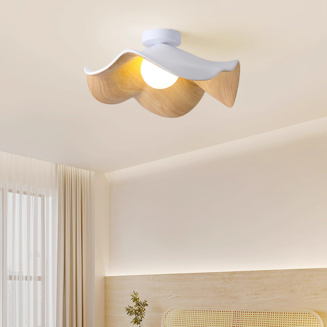 Ceiling Light Resin Wood Grain 11 in Flush Mount Bathroom Hallway Wall Fixture Modern Minimalist | Kalsten
