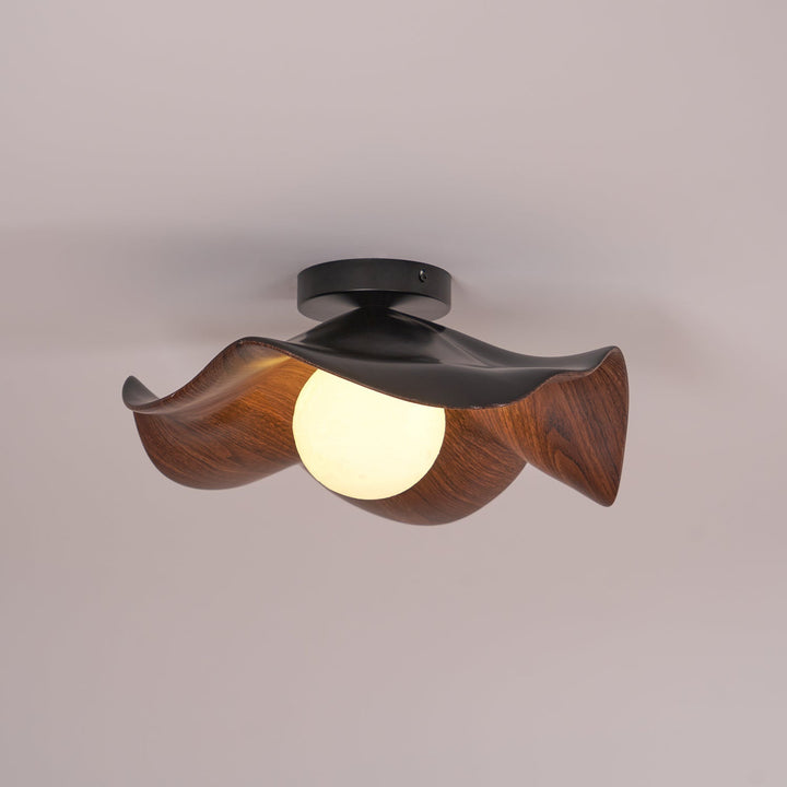Ceiling Light Resin Wood Grain 11 in Flush Mount Bathroom Hallway Wall Fixture Modern Minimalist | Kalsten