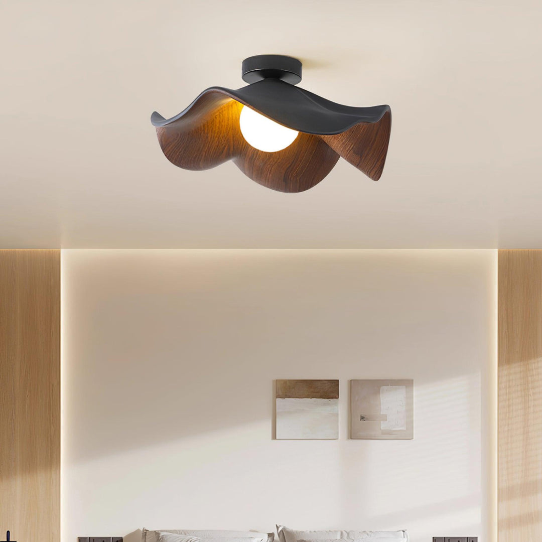 Ceiling Light Resin Wood Grain 11 in Flush Mount Bathroom Hallway Wall Fixture Modern Minimalist | Kalsten