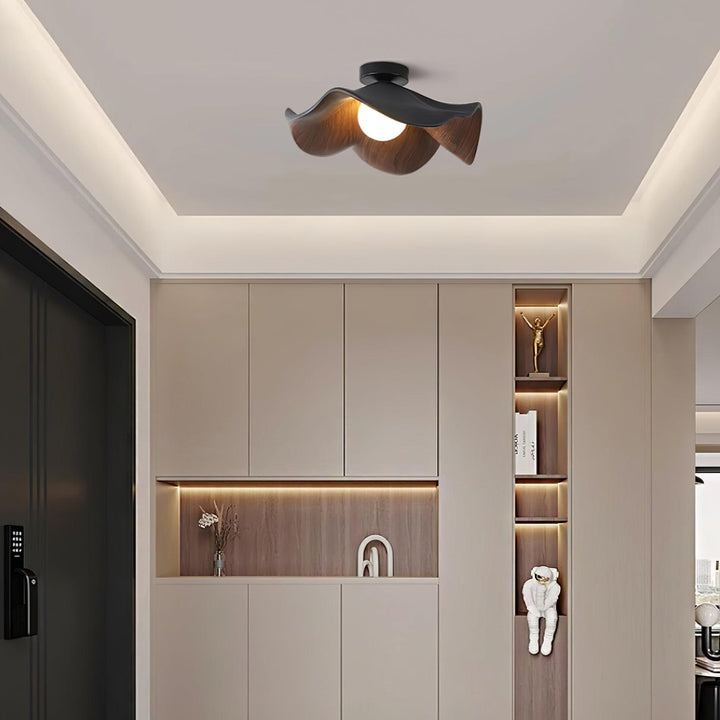 Ceiling Light Resin Wood Grain 11 in Flush Mount Bathroom Hallway Wall Fixture Modern Minimalist | Kalsten
