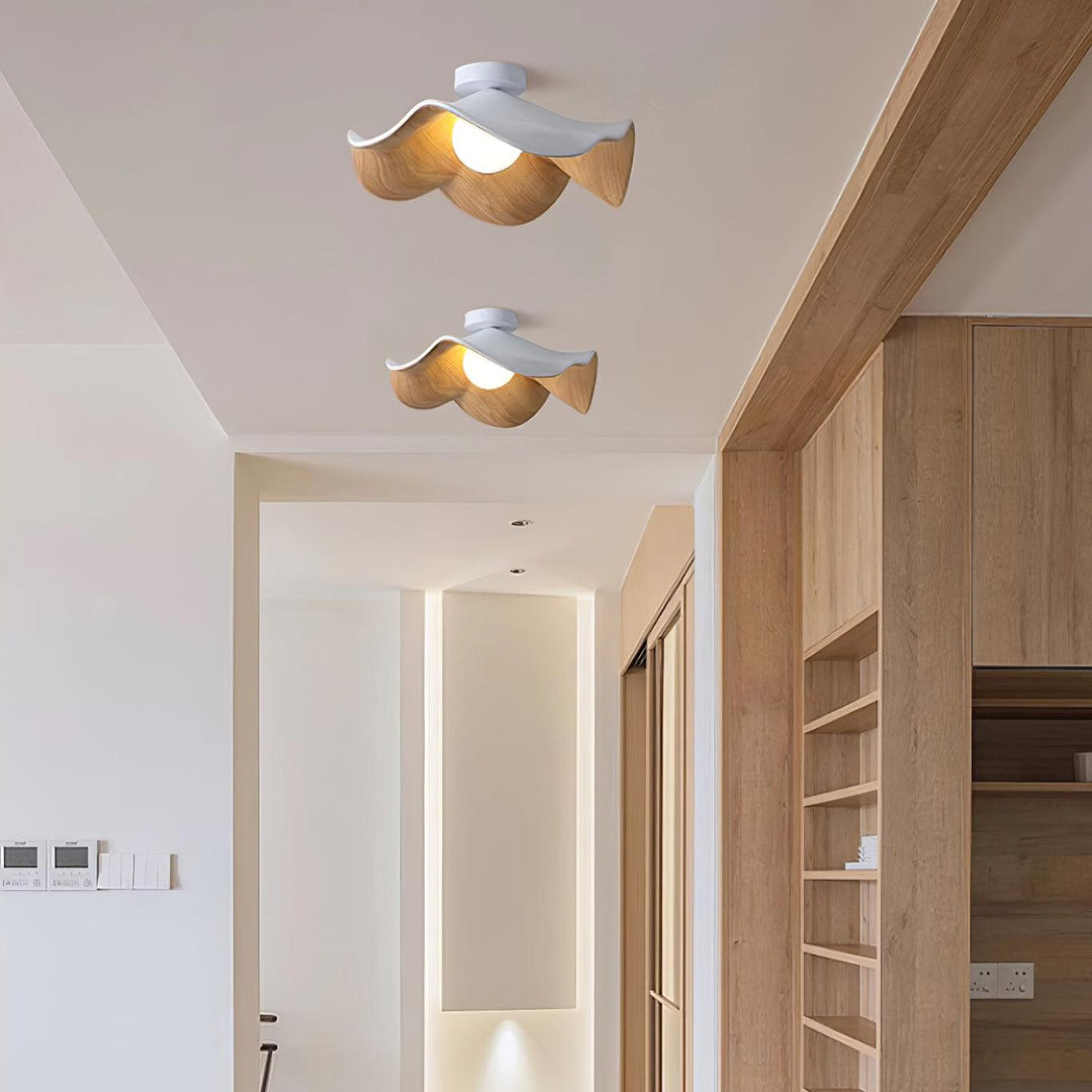 Ceiling Light Resin Wood Grain 11 in Flush Mount Bathroom Hallway Wall Fixture Modern Minimalist | Kalsten