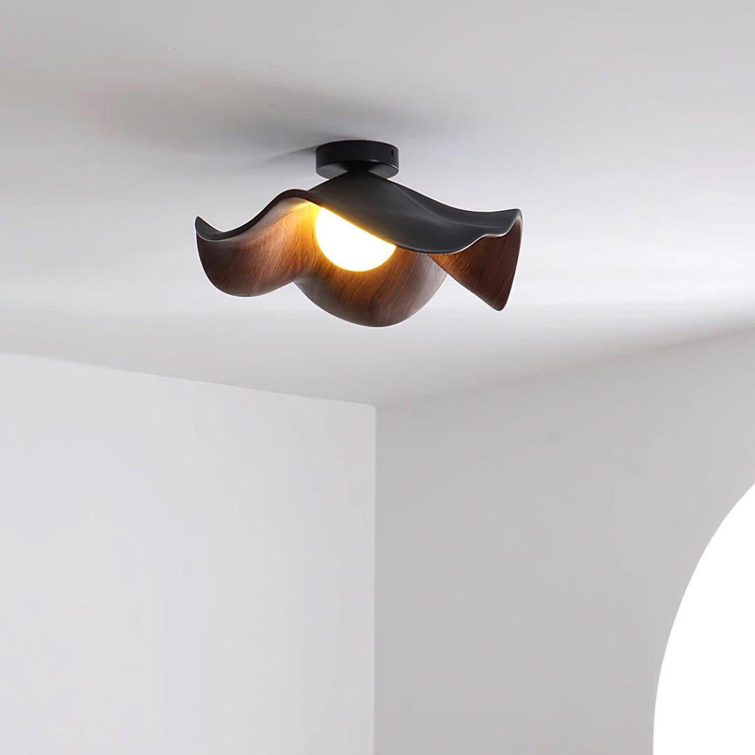 Ceiling Light Resin Wood Grain 11 in Flush Mount Bathroom Hallway Wall Fixture Modern Minimalist | Kalsten