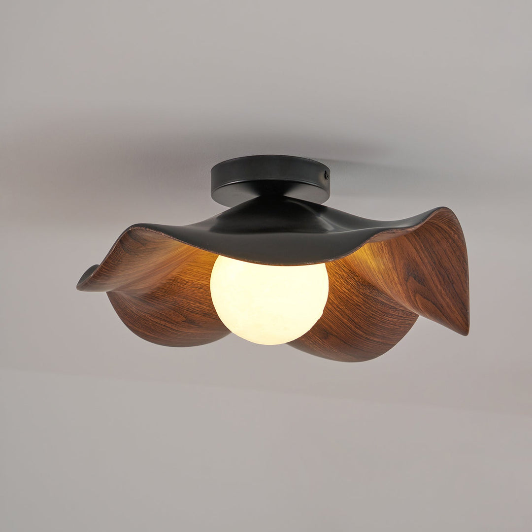 Ceiling Light Resin Wood Grain 11 in Flush Mount Bathroom Hallway Wall Fixture Modern Minimalist | Kalsten