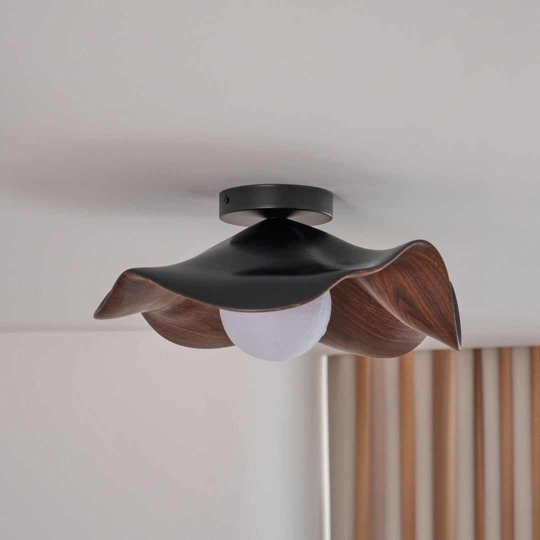 Ceiling Light Resin Wood Grain 11 in Flush Mount Bathroom Hallway Wall Fixture Modern Minimalist | Kalsten