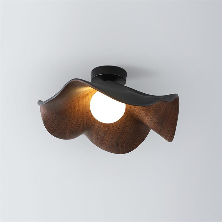 Ceiling Light Resin Wood Grain 11 in Flush Mount Bathroom Hallway Wall Fixture Modern Minimalist | Kalsten