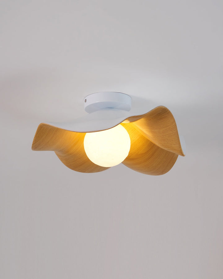 Ceiling Light Resin Wood Grain 11 in Flush Mount Bathroom Hallway Wall Fixture Modern Minimalist | Kalsten