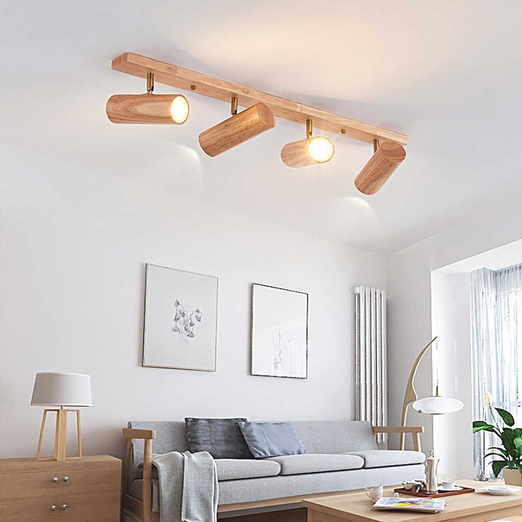 Ceiling Wall Spotlight Wood Adjustable 5.9 in (15.0 cm) Modern Nordic 1 3 4 Heads | Kalsten