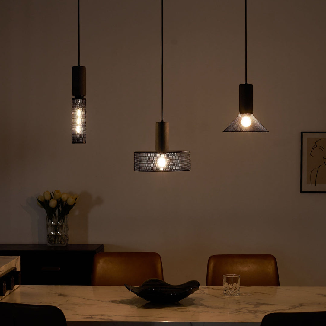 Pendant Light Cement Metal 9.8 in Adjustable Indoor Ceiling Lamp Black Grey Dining Kitchen Bedroom Accent | Kalsten