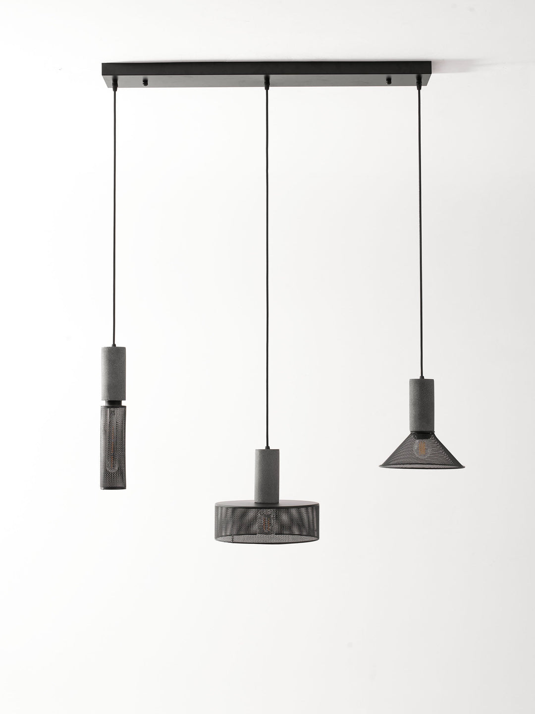 Pendant Light Cement Metal 9.8 in Adjustable Indoor Ceiling Lamp Black Grey Dining Kitchen Bedroom Accent | Kalsten