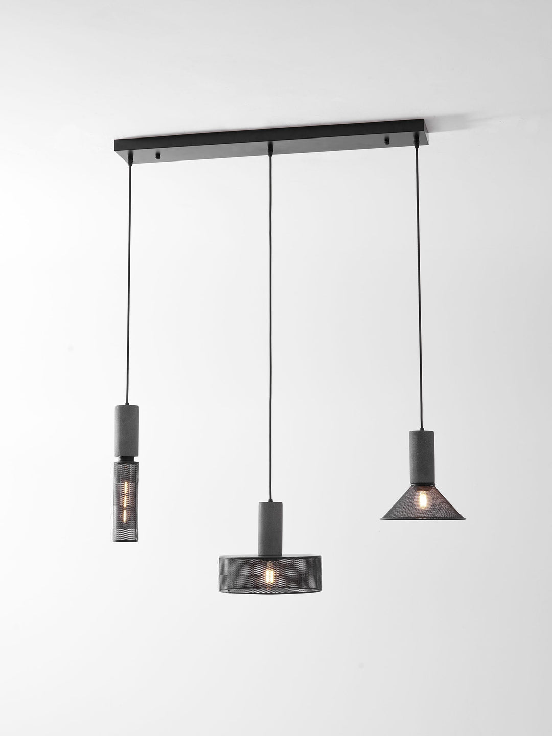 Pendant Light Cement Metal 9.8 in Adjustable Indoor Ceiling Lamp Black Grey Dining Kitchen Bedroom Accent | Kalsten