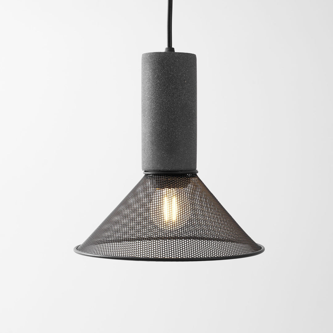 Pendant Light Cement Metal 9.8 in Adjustable Indoor Ceiling Lamp Black Grey Dining Kitchen Bedroom Accent | Kalsten