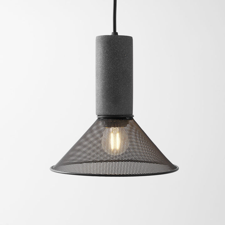 Pendant Light Cement Metal 9.8 in Adjustable Indoor Ceiling Lamp Black Grey Dining Kitchen Bedroom Accent | Kalsten