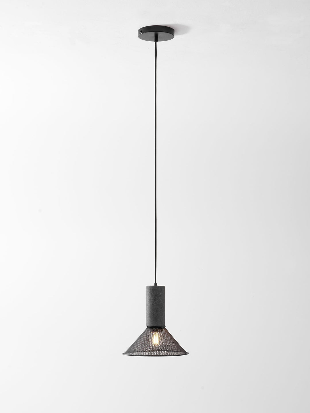 Pendant Light Cement Metal 9.8 in Adjustable Indoor Ceiling Lamp Black Grey Dining Kitchen Bedroom Accent | Kalsten