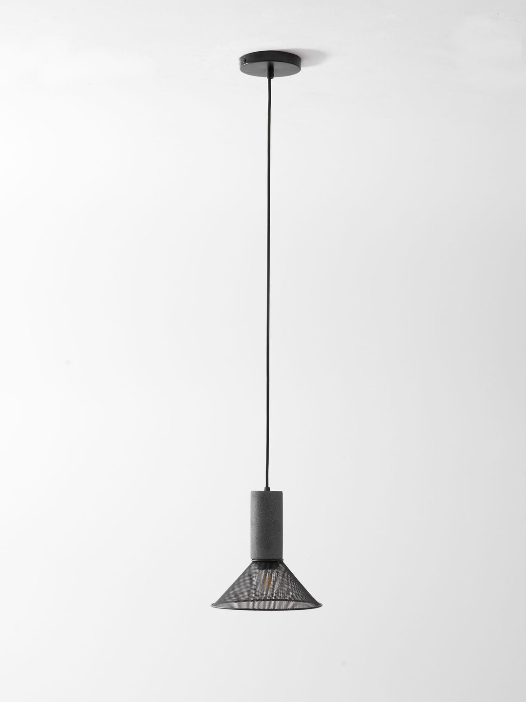 Pendant Light Cement Metal 9.8 in Adjustable Indoor Ceiling Lamp Black Grey Dining Kitchen Bedroom Accent | Kalsten